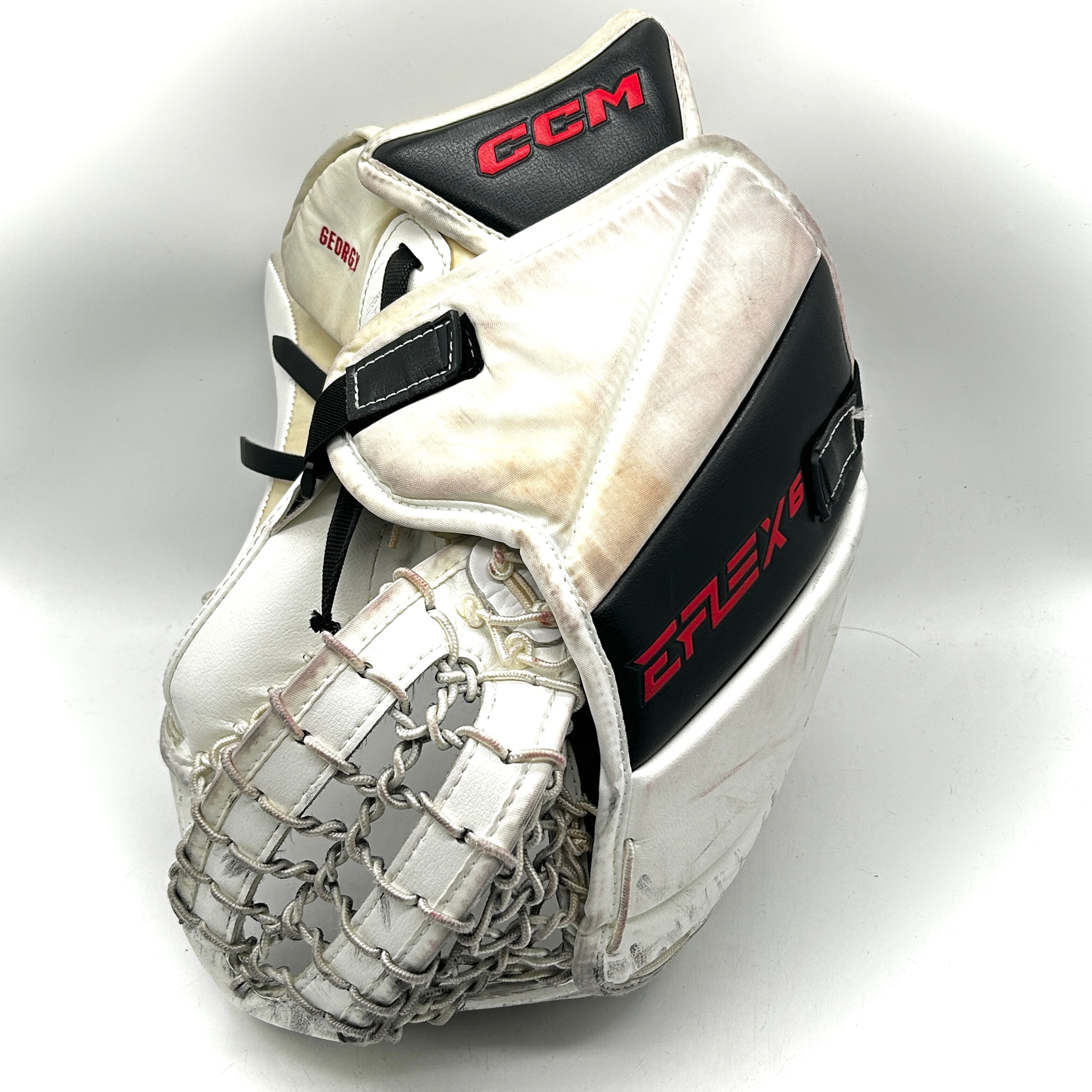 CCM Extreme Flex 6 - Used Pro Stock Goalie Glove (White/Black/Red)